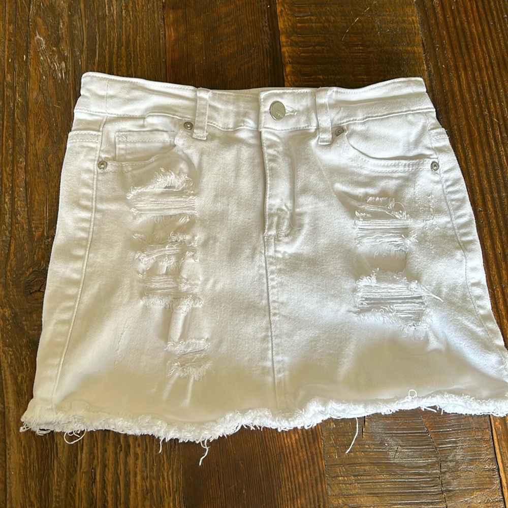 Tractr White Denim Skirt Girls Size M